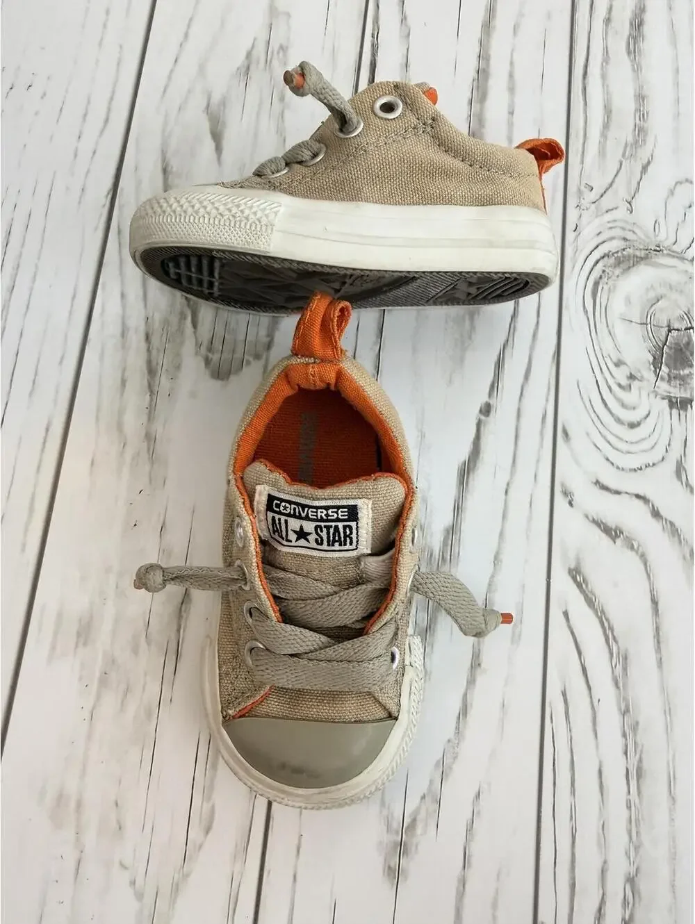 Converse Toddler 3 Chuck Taylor All Star Low Tan Orange Slip-On
